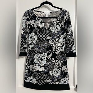 White House Black Market Black Paisley Floral Sheath Dress